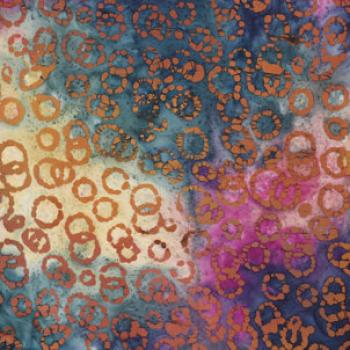 Preview: Baumwolle Batik einzigartig gefertigt Braunbeige auf Bunt